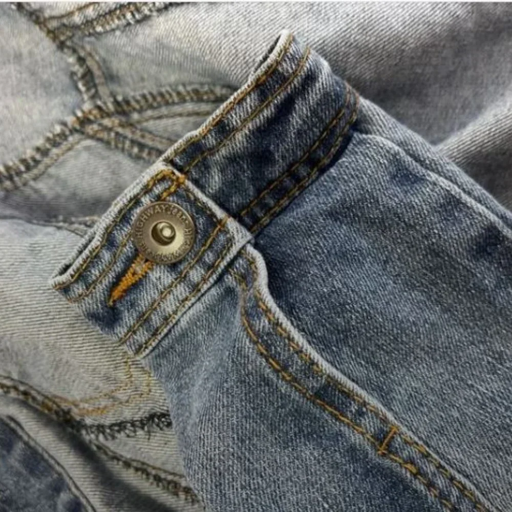 Highway‎ Jeans Women's Blue Distressed Button-Down Denim Jacket Size M Pre-Owned - Picture 10 of 16